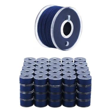 Imagem de Mandala Crafts 144 bobinas pré-enroladas azul marinho SA156 para máquina de costura Singer - SA156 bobinas para máquina de costura Brother - linha de bobina pré-preenchida 15J para bordado