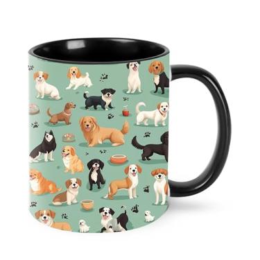 Imagem de opshksog Caneca de café para cães, xícara de chá de cerâmica de 325 ml, com alça, canecas engraçadas de porcelana para mulheres, lavável na lava-louças e no micro-ondas