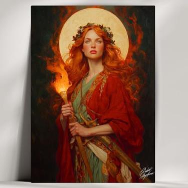 Imagem de Quadro Decorativo Brigid Deusa - Mitologia - Bruxaria - Wicca - Já com Fita Adesiva (20x14cm)