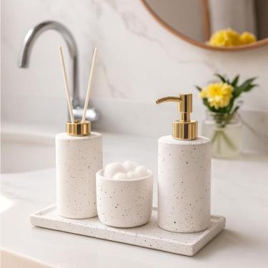 Imagem de Kit Banheiro Lavabo Acessórios Para Banheiro Aromatizador Saboneteira 