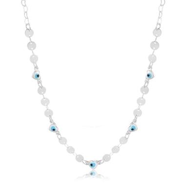 Imagem de Colar Choker Coração com Olho Grego e Chapas Lisas (35cm)