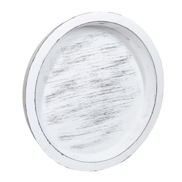 Imagem de MAONAME Bandeja redonda de madeira, bandeja decorativa de madeira rústica de 28 cm, bandejas de fazenda para mesa de centro, bandejas brancas lavadas para cozinha, sala de estar