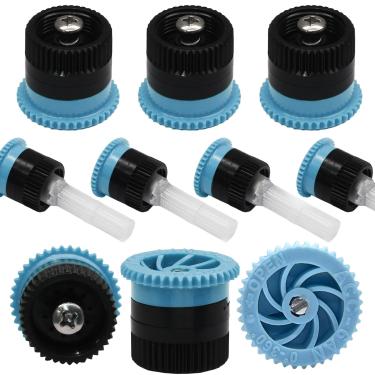 Imagem de HARSKIYER Bocal de arco variável, 10 peças de substituição de cabeças de aspersão ajustáveis com aspersores pop-up, bicos de pulverização padrão de círculo completo de 0°-360°, 6 cabeças de irrigação