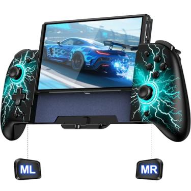 Imagem de Controladores de interruptor, substituição de controle sem fio Pro para Nintendo Switch/OLED, controle de joypad de uma peça com efeito Hall para modo manuseado com programável/turbo/despertar