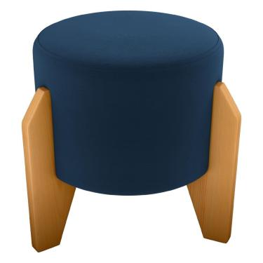 Imagem de Puff Decorativo Para Sala Luxo 44x44 Cm Veludo Milani Store Azul