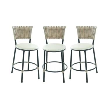 Imagem de BANQUETAS BANCO BAIXO DE COZINHA AMERICANA AREA GOURMET FIBRA SINTETICA CAPUCCINO(BEGE)