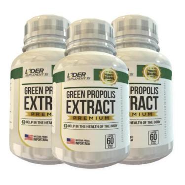 Imagem de Extrato de própolis verde caps 500mg 60 cápsulas kit com 3 potes - flo