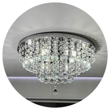 Imagem de lustre Base 40 cm vai montado.Base Dourada ou inox cristal honey ou tr