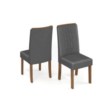 Imagem de Kit 2 Cadeiras Sala Jantar Zoe 2 Un Cedro/Suede Lunar Grafite - DJ Móveis