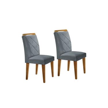 Imagem de Kit 2 Cadeiras de Cozinha Melissa 2 Un Madeira Capuccino/Suede Grafite - Rufato