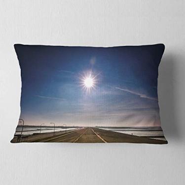 Imagem de Design Sun in Blue Sky on Dyke German Landscape Throw Lombar Sala de estar, Sofá, Travesseiro + Capa de almofada impressa em ambos os lados 30,48 cm x 50,8 cm