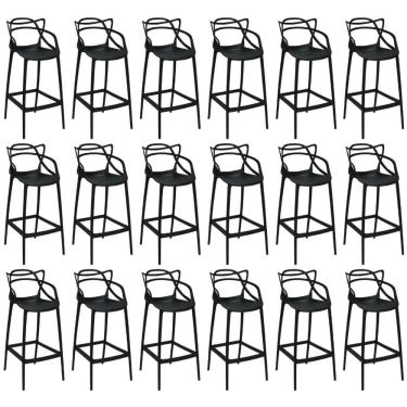 Imagem de Kit 18 Banquetas Allegra Com Encosto Design Cozinha/bancada - Preto