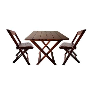 Imagem de Conjunto Mesa 2 Cadeiras Dobráveis Em Madeira Area Gourmet Imbuia