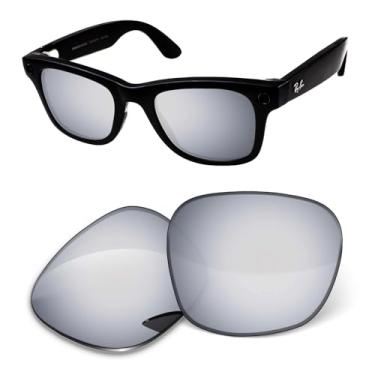 Imagem de Kygear Lentes de substituição de 1,6 mm compatíveis com óculos de sol inteligentes RayBan Meta Wayfarer RW4006 50 mm, Espelhado prateado escuro, One Size