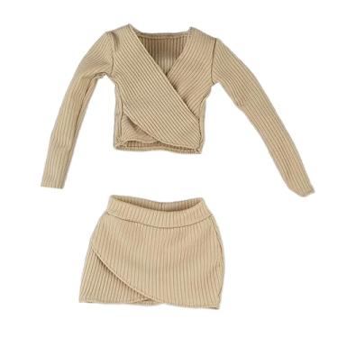 Imagem de Almencla Top curto feminino em escala 1:6, saia curta, cosplay, traje clássico feito à mão, roupas de figura de ação para figura de ação feminina de, Cáqui