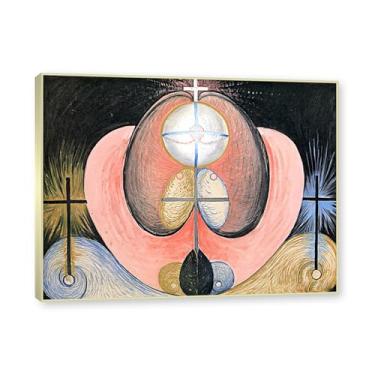 Imagem de Moldura de champanhe. Pôster Hilma Af Klint, (Evolução, nº 10), reproduções de pinturas famosas, imagem de arte abstrata para sala de estar quarto decoração de casa. 60 x 80 cm - 23,7 x 31,5 pol