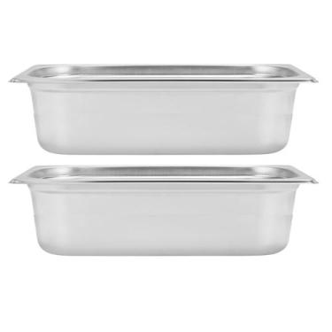 Imagem de Kit Duas Cubas Gastronomica Padrão Gn 1/4 100mm Inox sem Alça Com tamp