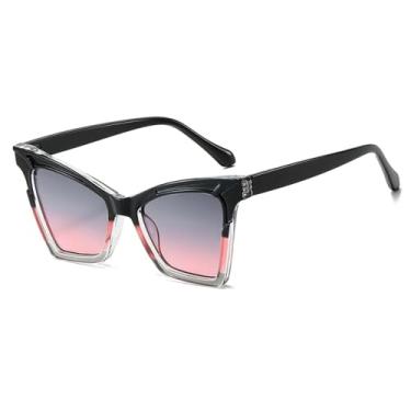 Imagem de JRLLFD Óculos de sol femininos gradientes luxo feminino festa moda retrô condução uv400 (preto cinza)