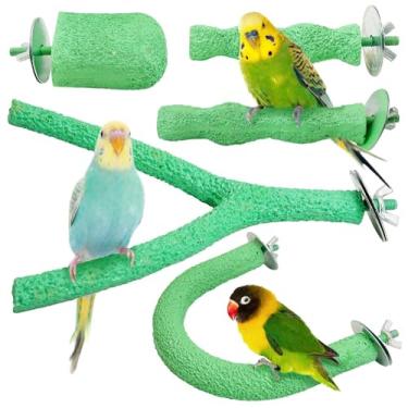 Imagem de PINVNBY Pacote com 5 unidades de poleiro de resina bico de pássaro pedra de moagem gaiola de papagaio suporte plataforma garras aparador de pés brinquedo de mastigar gaiola de pássaro acessórios para