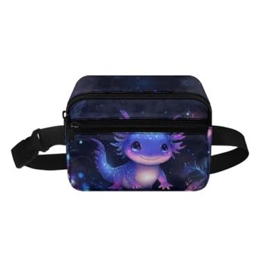 Imagem de Cozeyat Pochete infantil pequena com cinto, bolsa transversal para meninos, Axolote roxo, One Size