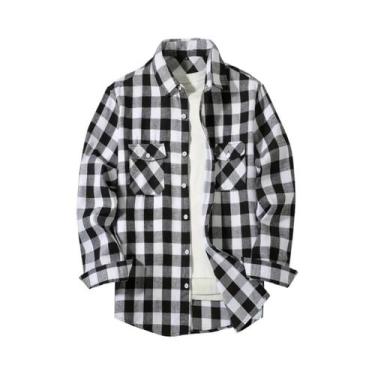 Imagem de Camisa Masculina De Flanela De Algodão Xadrez Vermelho Manga Longa Mod