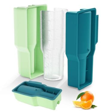 Imagem de 2 bandejas de cubos de gelo para copo de 1,22 g, máquina de cubos de gelo de silicone com tampa para freezer, máquina de cubos de gelo de derretimento lento sem BPA, fácil de encher e liberar moldes