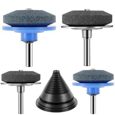 Imagem de FALESOUL 4 peças de afiador de lâmina cega para cortador de grama para furadeira manual elétrica, ferramenta universal de afiador de grama, ferramenta de afiação de lâmina para cortador de grama para