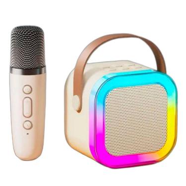 Imagem de Caixa Som Karaokê Infantil Bluetooth Microfone Sem Fio Led
