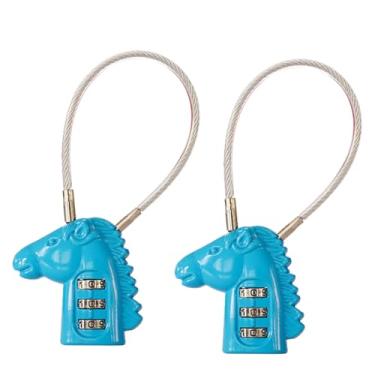 Imagem de Cadeado de cadeado de 3 dígitos em forma de cavalo para academia, escola, malas, malas, bolsas de computador, mochilas escolares, mochilas, armários, gavetas, kit de ferramentas e armários (2 peças