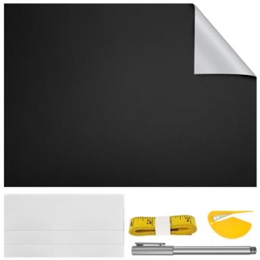 Imagem de ZFLYCANP Persianas blackout de tecido Oxford, película blackout portátil para quarto, persiana com bloqueio de luz cortável para janela de adesão segura para berçário de bebê, quarto, dormitório (145