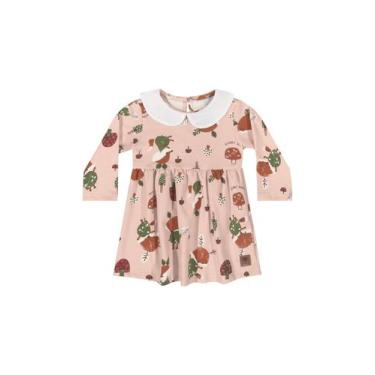 Imagem de Vestido Manga Longa em Molecotton para Bebê Quimby, Rosa, P