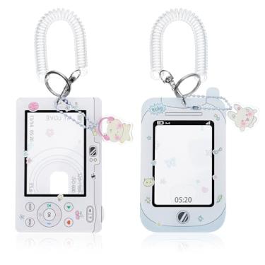 Imagem de LIQWEI 2 porta-cartões fotográficos, porta-cartões fotográficos, cordões de crachá de identificação para crachá de identificação, porta-cartões de proteção de acrílico para escritório escolar