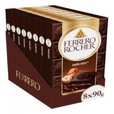 Imagem de Kit 8 Chocolate Ferrero Rocher Tablete Dark 90g Cada