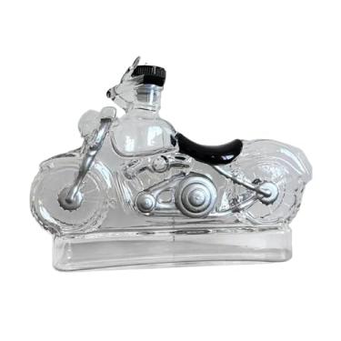 Imagem de ＫＬＫＣＭＳ Decantador de uísque para motocicleta, presente para homens, pai e marido, decantador de vinho de vidro transparente, garrafa de licor para clube,
