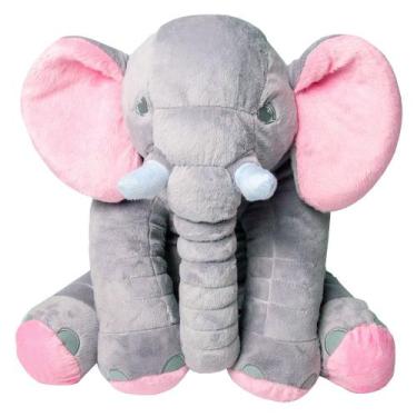 Imagem de Almofada Travesseiro Elefante Pelúcia Soninho Bebê 60cm - Amora Amor E