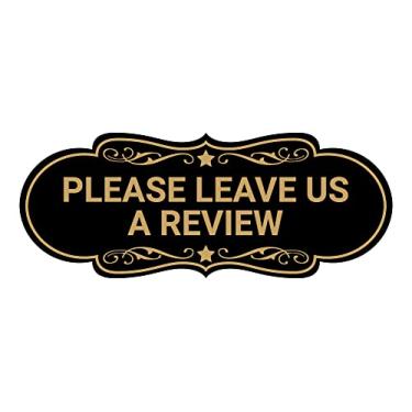 Imagem de Placa de designer Please Leave Us a Review (preto/ouro) - pequena