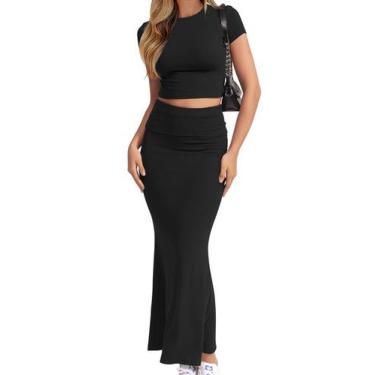 Imagem de Conjunto de duas peças, blusa feminina de manga curta CHYRII com saia 