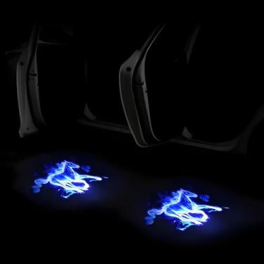 Imagem de Projetor de luz de porta de carro 2 peças, luzes de sombra de boas-vindas de LED universais para carros/SUVs/caminhões, luzes de entrada de passo de fácil instalação, acessórios duráveis para portas