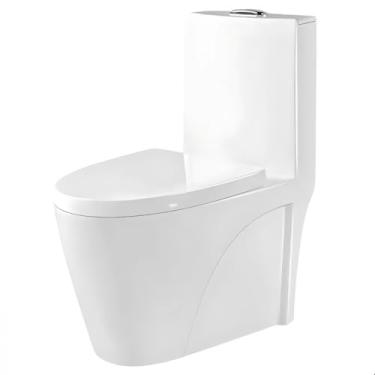 Imagem de Vaso Sanitário Monobloco Caixa Acoplada Cerâmica Esmaltada SOFTINOX Vaso Acoplado Redondo — Descarga Vortex, Jato Plus, Descarga Dupla 3/6L e Assento Soft Close