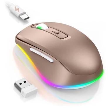 Imagem de Mouse sem fio Jiggler PEIOUS LED recarregável cor dourada