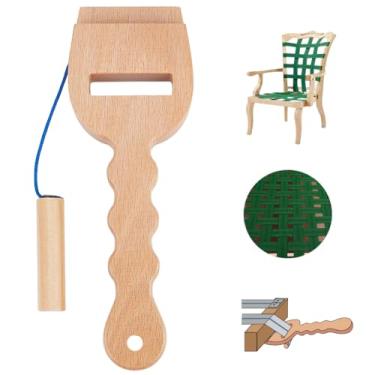 Imagem de BENECREAT Maca de correias de madeira de faia, esticador de correia de cabo de madeira, ferramenta de alongamento para suprimentos de ferramentas de reparo de estofados 19,8 x 6,9 x 2 cm
