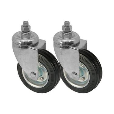 Imagem de Kit 2 un roda rodízio giratório rosca borracha maciça 5 pol - AJAX