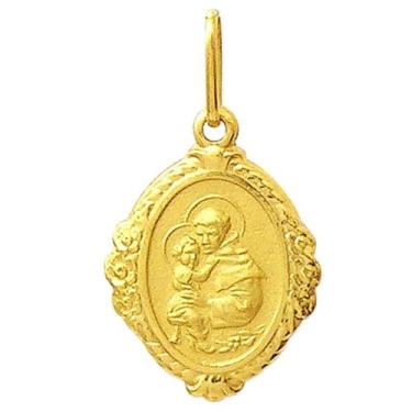 Imagem de Pingente Santo Antônio Ouro 18K Oval Bordada k110 - Usa Joias