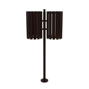 Imagem de Lixeira de Rua Pátios Parques Dupla Tubular Marrom 151cm - Utildecor M