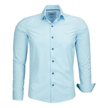 Imagem de Camisa Social Amil Manga Longa Slim Tecido Poliamida Elastano 1879, Az