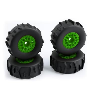Imagem de BENMAZ 4Pcs RC Wheels & Tires Set Upgrades for ARRMA 1/14 Mojave GROM(Green)