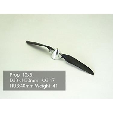 Imagem de Viloga RC Plane Folding Propeller 10×6 inch w/Spinner Size D33×H30mm, and Motor Shaft Diameter φ3.17 with CNC Aluminum Alloy Spinner (10×6, Shaft Φ3.17)