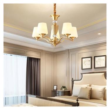 Imagem de Lustre de cobre para sala de estar, quarto, estudo, sala de jantar, cozinha, clássico, retrô, luxo, estilo, dourado, design, luminária, pendente