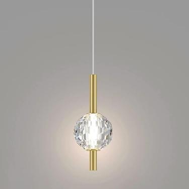 Imagem de Lustre moderno LED bolas de vidro pingente luz cristal linear luminária cobre ajustável escada pendurado lustre para entrada mesa jantar quarto bar restaurante, ouro