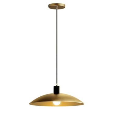 Imagem de Luminária pendente de latão moderna com cúpula, luminária pendente para ilha de cozinha, lustre pequeno, luminária industrial suspensa de teto para restaurante, quarto, mesa de jantar